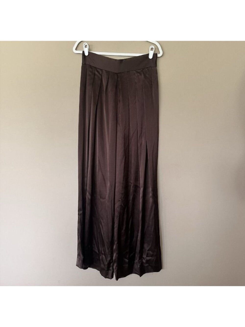 Rare Cache Brown Formal Set Satin Wide Leg Pants & Top 12 Evening Cocktail 90s - Picture 7 of 10